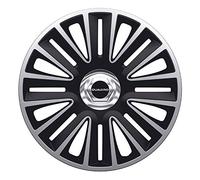 AutoStyle Jeu de 4 enjoliveurs Quadro Pro 16-inch Argent/Noir + Anneau chromé