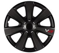 AutoStyle Jeu de 4 enjoliveurs VR 16-inch Noir/Look-carboné/Logo