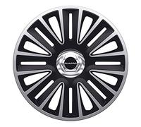 AutoStyle Jeu d'enjoliveurs Quadro Pro 15-inch Argent/Noir + Anneau chromé