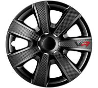 AUTO-STYLE Jeu d'enjoliveurs VR 15-inch noir/look-carboné/logo