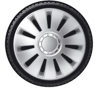 AUTO-STYLE Jeu d'enjoliveurs Silverstone Pro 15-inch argent + anneau chromé