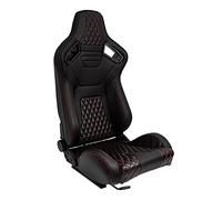 AutoStyle Siège baquet 'AK' - Simili Cuir Noir + Surpiqûres rouge - Dossier réglable - in lissières