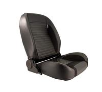 AutoStyle Siège baquet 'Classic II' - Simili Cuir Noir + suède | Surpiqûres grises et Dossier réglable à droite - in lissières