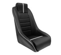 AutoStyle Siège baquet 'Classic RS' - Simili Cuir Noir/Gris - Dossier fixe + Appuie-tête intégré - incl. glissières