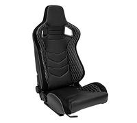 Siège baquet 'JW' - Simili Cuir Noir + Surpiqûres argent - Dossier régable - incl. glissières
