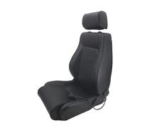 AutoStyle Siège baquet 'Retro II' - Simili Cuir Noir + Surpiqûres argent - Dossier réglable - in lissières