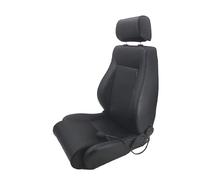 AutoStyle Siège baquet 'Retro II' - Simili Cuir Noir + Surpiqûres argent | Dossier réglable - in lissières
