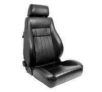 AutoStyle Siège baquet 'Retro' - Simili Cuir Noir + Surpiqûres argent