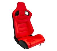 Siège baquet 'RK' - Rouge Simili Cuir - Dossier régable - incl. glissières