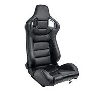 AutoStyle Siège baquet 'RK' - Simili Cuir Noir + Surpiqûres argent - Dossier réglable - in lissières