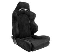 AutoStyle Siège baquet 'VGR Premium' - Cuir & Alcantara Noir + Surpiqûres rouge - Dossier réglable - in lissières