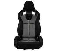 AUTO-STYLE Siège baquet 'NK Premium' - Suede Noir + Gris Textile 'Mesh' - Dossier régable en polyester - incl. glissières