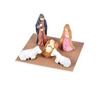 AUTOUR DE MINUIT Scene Nativite 5 Santons Porcelaine H5.5Cm sur Socle