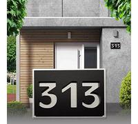 Autour d'une Plaque Numéro de Maison Numéro de rue personnalisable Noir 160 x 110 Matériaux durables et inoxydables Fabriqué en France