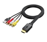 AUTOUTLE Convertisseur RCA vers HDMI 1080P - Adaptateur AV 16:9/4:3, PAL/NTSC avec Câble RCA Femelle 60cm pour Wii, PS1/PS2, Xbox, DVD/VHS/VCR