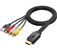Autoutle Rca To Hdmi Converter 1080P 16:9/4:3 Av Adapter Pal/Ntsc With 60Cm Female Rca Cable For Wii, Ps1/Ps2, Xbox, Dvd/Vhs/Vcr