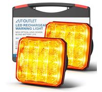 AUTOUTLET 2 PCS Feu Clignotant Rechargeable Pour Véhicule, Feu Stroboscopique Magnétique Sans Fil, Feu D'avertissement LED Portable, Étanche IP65 Batterie 2000 MAh Et 18 Modes De Clignotement
