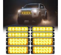 AUTOUTLET 8&12led Lumière Stroboscopique 8 En 1, 12v/24v Barre Lumineuse d'Avertissement Feux d'Avertissement 14 Modes-Ip67 Étanche Feux Clignotants Pour les Toits, les Pare-Chocs Arrière/Arrière