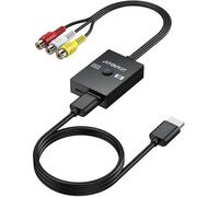 AUTOUTLET Adaptateur RCA vers HDMI Conversion 16:9/4:3 Sortie 1080P (60 Hz)/720P (60 Hz) Compatible avec Les Consoles de Jeux rétro, Les lecteurs DVD, VHS avec câble HDMI de 50 cm