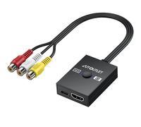 AUTOUTLET Adaptateur RCA vers HDMI Conversion 16:9/4:3 Sortie 1080P (60 Hz)/720P (60 Hz) sans câble HDMI Compatible avec Wii, PS1, PS2 et N64