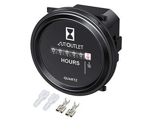 AUTOUTLET Compteur Horaire à Quartz 2" Minuterie Industrielle Etanche de Calibre Rond DC 12V 24V 36V 48V 72V 99,999.9 Heures 0,01 Quartz pour Moteur de Bateau Marin Automobiles Motos VTT UTV etc