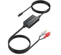AUTOUTLET Convertisseur audio analogique à numérique Convertisseur RCA vers SPDIF Toslink Adaptateur 1,1 m RCA mâle + 1 m Câble optique pour TV, DVD, CD, lecteur platine