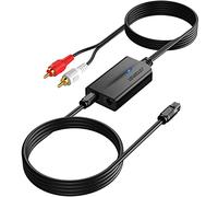 AUTOUTLET Convertisseur DAC 192kHz DAC Convertisseur numérique à analogique audio SPDIF Toslink à analogique RCA audio avec puce d'amplification audio 1,1M RCA mâle+1M câble optique pour HDTV DVD Blu-ray Sky console de jeux