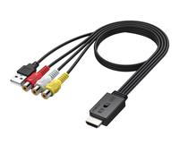 AUTOUTLET Convertisseur RCA vers HDMI 1080P Prend en Charge la Conversion 16:9/4:3 et PAL/NTSC, Adaptateur Audio vidéo AV avec câble Femelle de 20 cm pour Wii, PS1/PS2, Xbox, N64