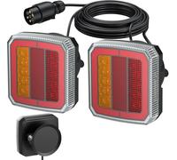 AUTOUTLET Feu Arrière De Remorque à 7 Broches Fixation Magnétique Lampe Pour Remorque e-Mark e9 e57 40 Ampoules Led Ip65 Éclairage Multifonctionnel Étanche Convient à Divers Véhicules Et Remorques