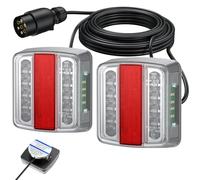 AUTOUTLET Feux Arrière Remorque Feux de Remorque Pieds Magnétiques Câble de 7,5m 7 Broches 18 LEDs Super Claires E Mark E11 pour La Circulation Routière pour Camping-Car Camion Poids Lourd Tracteur