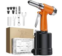 AUTOUTLET Kit de Riveteuse Pneumatique Pistolet à Rivets Aveugles avec 5 Embouts Buccaux 2,4 mm 3,2 mm 4,0 mm 4,8 mm 6,4 mm 500PCS Rivets pour Aluminium Fer Feuilles d'Acier Inoxydable