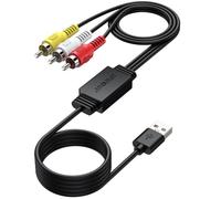 AUTOUTLET RCA vers USB, Capture Vidéo 1080p 30i/s pour VHS, VCR et DVD-Mâle | RCA mâle à brancher directement sur VCR, VHS et DVD, capture jusqu’à 1080p/30 i/s, câble intégré de 1.3 m