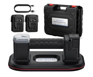 AUTOUTLET Ventouse électrique à double moteur de 25,4 cm, capacité de levage de 300 kg, batterie au lithium remplaçable à chaud, poignée ergonomique antidérapante, mallette à outils portable pour