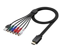 AUTOUTLET YPbPr Câble convertisseur HDMI Femelle vers HDMI avec Prise HDMI intégrée, Pass-Through 1080p, Alimentation USB, pour PS2/Wii/Xbox 360/ancien Lecteur DVD (Pas pour RVB, unidirectionnel)
