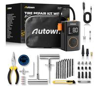 AUTOWN Kit de réparation de pneus Plats avec compresseur d'air 54 pièces pour Voiture, Moto, VTT, Jeep, Camion, Tracteur crevaison