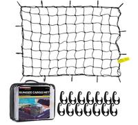 AUTOXBERT Filet de coffre de voiture - 180 x 130 cm - S'étend à 350 x 240 cm - Avec 14 crochets ABS - Filet de rangement pour toit de voiture, coffre, camion, remorque, SUV, caravane