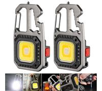 AUTOXBERT Lampe de travail COB rechargeable, lot de 2 lampes de travail multifonctions 1000 lm, 7 modes d'éclairage avec kit de tournevis, décapsuleur, mousqueton adapté pour la randonnée en plein air