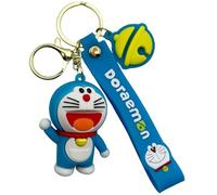 AUTOZOCO Porte-clés Doraemon en silicone, porte-clés Doraemon, porte-clés en caoutchouc de Doraemon, porte-clés figurine de Doraemon, porte-clés dessin animé Doraemon, 6 cm, silicone, bleu
