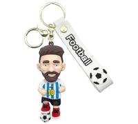 AUTOZOCO Porte-clés Messi, porte-clés de football Messi, porte-clés Lionel Messi, Merchandising de Messi, porte-clés de sport, Souvenir Messi, 8,5 cm, silicone, bleu