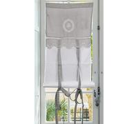 Autrefois Brise bise et Enrouleur, Lin brodé, Voilage Broderie, Style Charme, Petit Rideau Fin, Decoration pour fenetre de Cuisine, Salle de Bain, Salon,French Style, Venise (Gris, 60 x 160 cm)