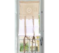 Autrefois Brise bise et Enrouleur, Lin brodé, Voilage Broderie, Style Charme, Petit Rideau Fin, Decoration pour fenetre de Cuisine, Salle de Bain, Salon,French Style, Venise (Lin, 45 x 160 cm)