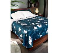 Autrefois Couvre-lit 240x260 Colibri Bleu - Dessus de Lit 2 Places + 2 Taies - Double Face Velours & Coton Lavé