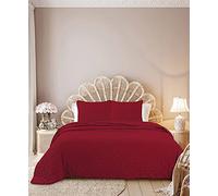 Autrefois Dessus de lit 180 x 240 cm Sixtine Rouge Effet Peau de pêche Couvre lit matelassé Doux et léger - Boutis uni 1 Place Couverture Microfibre Plaid canapé déco, A Offrir pour la Saint Valentin