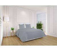 Autrefois Dessus de lit Boutis Coton 180*240 cm + 1 taie 65 * 65 cm Bastidon Gris, Couvre-lit 1 Place Piqué Brodé Uni