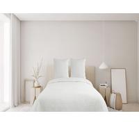 Autrefois Dessus de lit Boutis Coton 230 * 250 cm + 2 taies 65 * 65 cm Plaisance Blanc, Couvre-lit 2 Places Piqué Brodé Uni