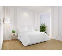 Autrefois Dessus de lit Boutis Coton 260*260 cm + 2 taies 65 * 65 cm Bastidon Blanc, Couvre-lit 2 Places Piqué Brodé Uni