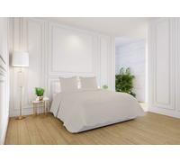 Autrefois Dessus de lit Boutis Coton 260*260 cm + 2 taies 65 * 65 cm Bastidon Lin, Couvre-lit 2 Places Piqué Brodé Uni