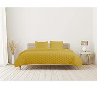 Autrefois Dessus de lit Plume Rose Pêche - Effet Peau de pêche - Couvre lit matelassé Doux et léger - Boutis uni 2 Places - Couverture Microfibre - Plaid canapé déco… (Jaune, 230 x 250 cm)