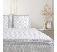 Autrefois Florette Gris Boutis 230x250 cm avec 2 Taies d'oreiller 65x65 cm, Couvre-lit Matelassé 2 Personnes, Dessus de lit Motifs Fleurs