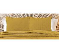 Autrefois Housse de taie 65 x 65 cm Sixtine Or Jaune - Effet Peau de pêche - Couvre lit matelassé Doux et léger - Boutis uni 2 Places - Couverture Microfibre - Plaid canapé déco